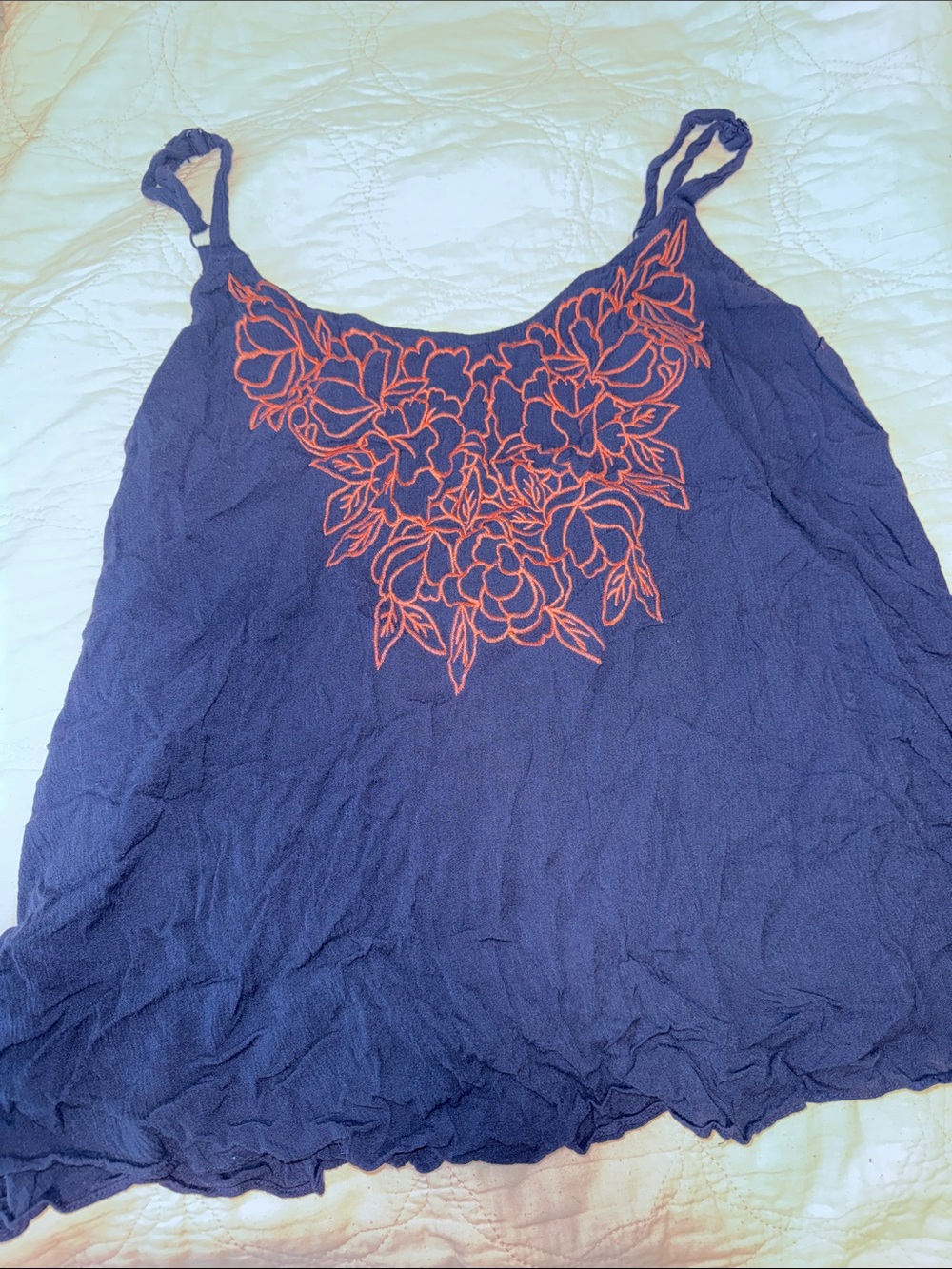 torrid Navy Camisole with Coral Floral Embroidery